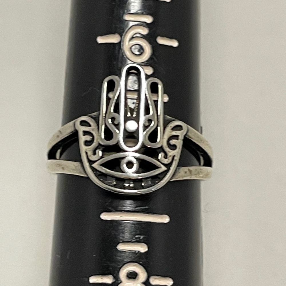 Silver Hamsa Hand Ring - image 6